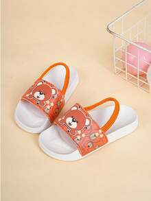 Chanclas para bebé con correa elástica, diseño de dibujos animados, fácil de poner y quitar, suaves y cómodas, antideslizantes, adecuadas para niños, para interiores y exteriores, excelentes para uso diario y vacaciones - Naranja - Ver 4