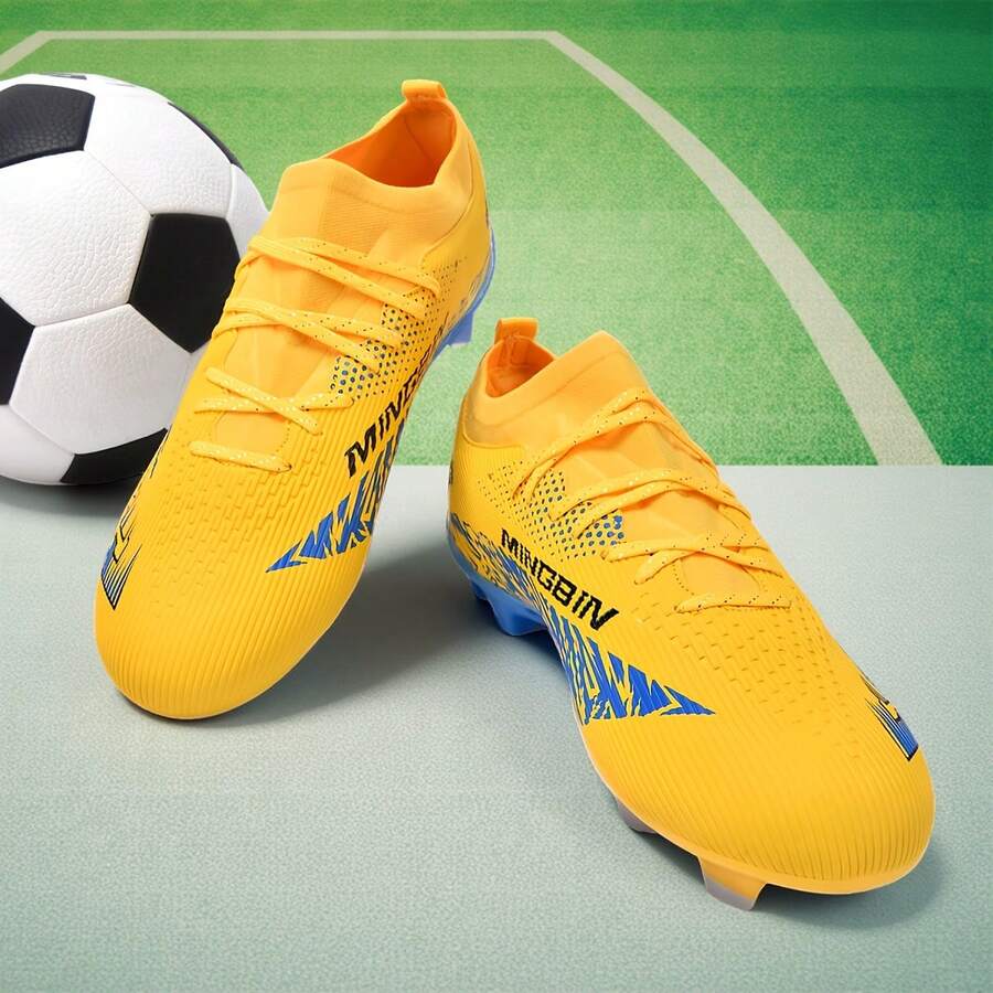 Botines de fútbol juveniles modernos - Zapatos de césped ligeros y duraderos - Diseño transpirable de secado rápido, suela de TPU, adecuados para entrenamiento de verano y competencia intensa en campos húmedos - Negro - Ver 1