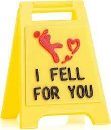 Mini Sign Valentine's Decoration Anniversary Present - Romantic I Love You Sign - Fun Boyfriend - Cute Birthday, Christmas, Wedding Gift For Girlfriend, Wife, Fiancee - Fell for You (Yellow) - View 8