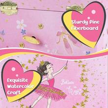 HAWT Girls' Musical Jewelry Box Organizer With Jewelry Set - Glittering Pink Spinning Ballerina Theme Swan Lake Tune - Jewelry Storage And Music Box For Girls - 粉紅芭蕾舞者 - 查看 6