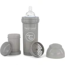 Twistshake Biberón Anticólicos de 260 ml| Tetina de Silicona Similar al Pecho| Mamila de Flujo Medio 2+ Meses| Hecho de Plástico Libre de BPA| Ideal para Lactancia Normal| Piezas Intercambiables| Azul - Gris - Ver 10