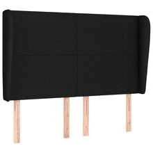vidaXL Kopfteil Mit Ohren, Schwarz, 147x23x118/128 Cm, Stoff - Black - View 2