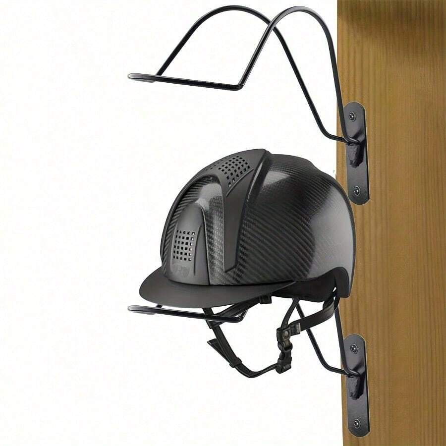 2pcs/1 Pair Iron Alloy Equestrian Helmet Rack, Wall Mounted Multi-Function Holder, Suitable For Horse Riding, Motorcycle, Bicycle, Baseball Helmets Storage - Compatible With Various Sports Helmets