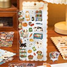 2 szt./opakowanie naklejek z kotami, urocze naklejki ze zwierzętami, naklejki do scrapbookingu DIY, odpowiednie do dzienników, rękodzieła, etui na telefony, notatników, dekoracji toreb - Wielokolorowe - Zobacz 4