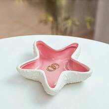 Conch Shape Jewelry Dish Ceramic Holder Ring Trinket Tray, Ocean - Themed Decorative Trinket Dish, Suitable Mother Friend Sister, Gifts Women, Home Decor Trinket DishSea Blue - 粉紅色海星 - 查看 7