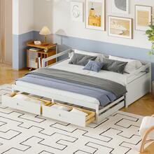 Extendable Sofa Bed 90/180*200 With Drawers And Slatted Base, Pine Bed With Storage, Grey (Old SKU: LD000033AAE) - White + Wood + 90cm*200cm - View 11