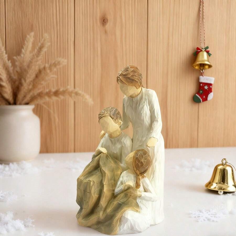 Christmas Family Figurine - Heartwarming Holiday Decor, Resin Sculpture For Festive Home Accent And Sentimental Gifting - Màu vàng - Xem 1