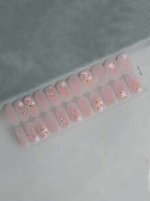 1 Piece Of 22 Christmas Nail Stickers, Metal Light Luxury Santa Claus, Snowflake, Elk, Scepter, Candy, Christmas Tree Nail Stickers, Simple Press Nail Stickers, Gothic Style, Pop-Up, Full Coverage Nail Stickers, Black Nails, White Nails, Red Nails, Green Nails, - Apricot - View 3