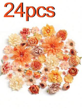 24 Artificial Flower Heads, Realistic Flower Heads, Rose, Daisy, Peony Flower Heads, Suitable For DIY Wedding Party Table Decorations, Party Supplies, Lightweight Floral Decorations, Valentine's Day Decorations, Weddings, Parties, Home Decorations, Graduation Cap Floral Decorations, Suitable For DIY Enthusiasts And Craft Lovers.