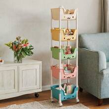 Multi Layer Storage Rack, Storage Vehicle, Non Electric, Wheeled Mobile Storage Rack, Room Deocr, Suitable For Living Room, Bedroom, Dormitory Book Storage Shelves, Bedside Carts, Book Carts, Roller Carts, Baby Stroller Storage Boxes, Kitchen Storage Boxes, Diaper Carts, Bathroom Storage Boxes, Christmas Gifts - 3 lớp màu macaron - Xem 8