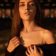 925 Sterling Silver Moissanite Four-Prong Pendant Necklace - Elegant And Luxurious, Perfect For Everyday Wear And Fancy Events. Suitable For All Seasons. Includes Gift Box. Great For Mother's Day, Anniversary, Or As A Personal Gift. - Four Necklaces - View 3