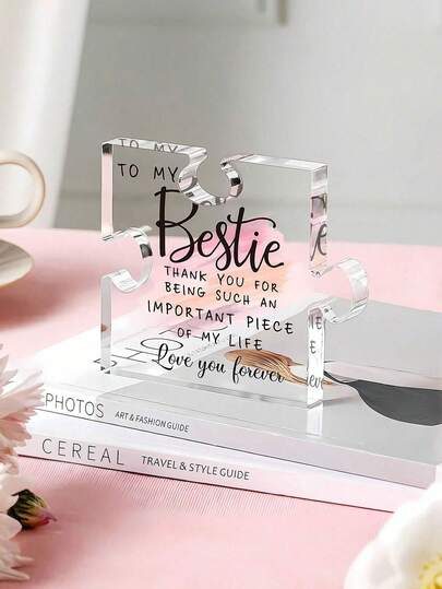 1 peça - Quebra-cabeça de acrílico "Irmã de" - Decoração de mesa, Centro de mesa, Acessórios para escritório - Lindas lembranças, Presentes para melhores amigas, Mulheres, Aniversários, Dia de Ação de Graças, Natal e outras ocasiões especiais, Lembrancinhas encantadoras, Enfeites comemorativos, Enfeites decorativos, Enfeites de aniversário