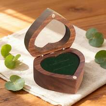 Joyero de madera en forma de corazón, estilo rústico, con forro de terciopelo, ideal para San Valentín, bodas y aniversarios. Organizador de joyas para el hogar. Regalo perfecto. - Verde militar - Ver 2