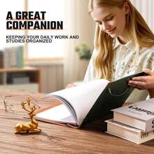 Ovesmusl Leather 3 Ring Binder Fits 85"X11" Letter Size Paper, 1 Inch Round Ring Binder Holds 200 Sheets, Notebook Cover Loose Leaf Organizer, Green Tree - MàuA - Xem 6