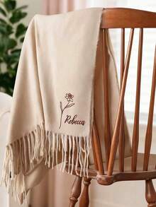 Customized Tassel Scarf, Can Be Customized With Name/Initial/Phrase, Personalized Wool Scarf Gift, Winter Scarf, Bulk Scarves, Personalized Shawl, Personalized Scarf, Cashmere Scarf, Knitted Scarf, Winter Wedding, Wedding Scarf, Gift For Bride, Bridesmaid Invitation, Christmas Gift, Personalized Scarf - Multicolor - View 5