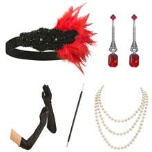 20 世纪 20 年代女士派对配饰套装，轻佻女郎服装配饰咆哮的 20 年代女士配饰轻佻女郎头饰 - 彩色 - 查看 86