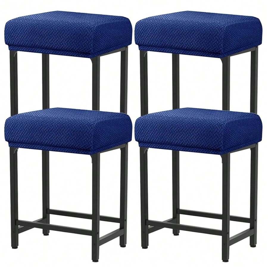 Levoberg Bar Stool Cover Rectangle Stretch Counter Height Barstool Slipcovers Rectangular Vanity Stool Cover Kitchen Counter Saddle Seat Cover For Wooden Metal Bench Set Of 4 Navy,4Pack,Navy - Navy - View 1