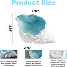 Conch Shape Jewelry Dish Ceramic Holder Ring Trinket Tray, Ocean - Themed Decorative Trinket Dish, Suitable Mother Friend Sister, Gifts Women, Home Decor Trinket DishSea Blue - 海藍 - 海螺 - 查看 2