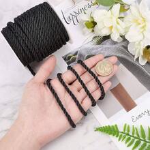 59 Ft Decorative Twist Cord, 5mm 3 - Ply Twine Silk Rope Shiny Viscose Cording Handfasting, Home Decoration, Embellish Costumes, Drawstrings, Graduation, Black - 5mm + Black - View 8