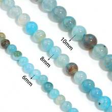 1 String Natural Faceted Blue Aquamarine Agate And Tourmaline Beads For Jewelry Making