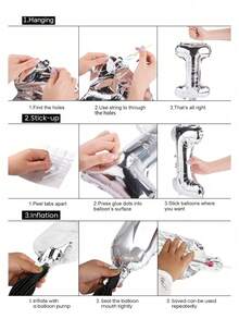 55pcs 16-Inch Silver Happy Birthday Letter Foil Balloon Set, Includes Blue, Silver Latex Balloons And Heart Foil Balloons, For Happy Birthday English Letter Decoration, Party Scene Decor, Birthday Party, Home Party Background Decoration, Wedding, Birthday Party Blue Balloons - Multicolor - View 7