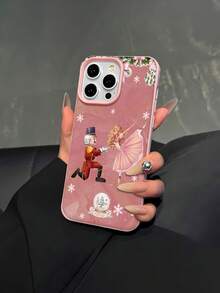 Funda para móvil con diseño de bailarina del Cascanueces. Compatible con teléfonos ,  17,  16 Pro Max,  15 Pro Max,  13 y  12. Fabricada en TPU para una protección eficaz contra golpes y caídas. Un regalo ideal para familiares, amigos, seres queridos, parejas y para Navidad. - Rosa - Ver 3
