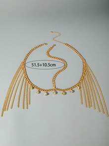 imoli 1 pieza Tocado de mujer con diseño de nicho creativo, con cadena de borla de metal minimalista y elegante, con strass, adecuado como regalo para fiesta de vacaciones, joyería para la cabeza - Multicolor - Ver 2