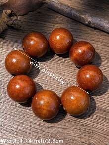 1pc Handmade Wooden Bracelet, Single Loop Design, Suitable For Couples And Friends, Suitable For Daily Wear And Gift Giving - Multicolor - View 8