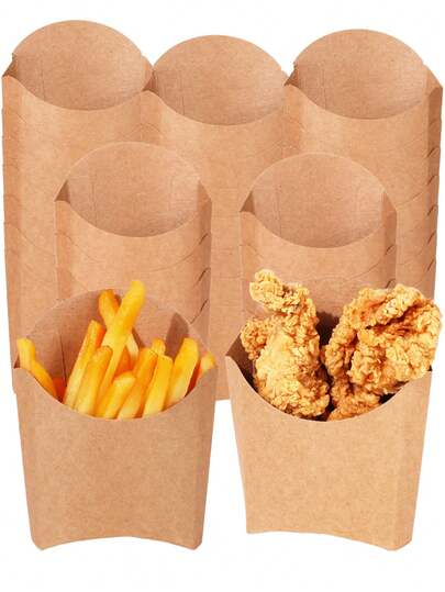 10 piezas/1 pieza/4 onzas Taza de papel marrón para freír, Taza desechable para aperitivos para papas fritas, aros de cebolla, palomitas de maíz y talla grande, Productos de conservación de cocina, Almacenamiento doméstico, Decoración del hogar