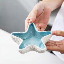 Conch Shaped Ceramic Jewelry Tray, Water Shell Jewelry Tray, Ceramic Ring Earring Holder, Ocean Theme Decorative Jewelry Tray For Rings Earrings Necklaces Bracelets Jewelry Watches Keys Decorative Office Small Items Storage Rack White Ceramic, Jewelry Tray Storage - Starfish - View 4