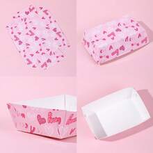 10pcs/20pcs,Pink Valentines Day Paper Food Trays Plates No Folding Required Paper Food Boats Disposable Nacho Taco Chips Snacks Container For Wedding Birthday Party Supplies,Pink "Hearts" Mini Snack Baskets - Disposable Paper Serving Trays,Valentines Day Dessert/Cookie Holder Boxes - Party Candy Containers - 彩色 - 查看 7