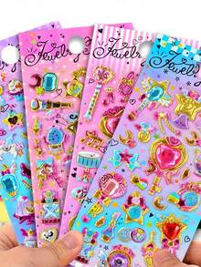 七色激光宝石贴纸，立体贴纸，女孩礼物装饰贴纸