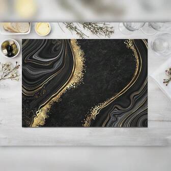 1件/4件/8件灰色大理石纹防水餐垫，主题装饰，家居厨房餐桌装饰，优雅餐桌配件，餐厅餐具，12x18英寸