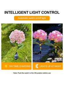 1pc Solar Powered Hydrangea Light, Outdoor Garden Artificial Flower Ambiance Lamp, Waterproof LED Landscape Light For Yard, Garden Path, Patio Decor, Party Backdrop And Romantic Night Scene Decoration - Solar-powered Hydrangea Ground Light - View 7