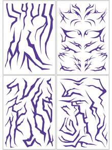 4PCS COS Disposable Sticker Demon Boy Band Girl Kpop Group Purple Birthday Party Festival Partys Dress Up Prop The Whole Body Laser Lightning Stickers - Multicolor Random - View 6