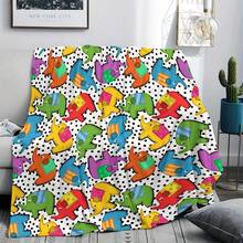 1pc Cute Elephant Pattern Printed Blanket, Washable, Knitted Flannel Blanket, All-Season Multi-Purpose Warm Blanket, Home Bedroom Office Shawl Leg Cover Conditioning Blanket - Grey - View 2