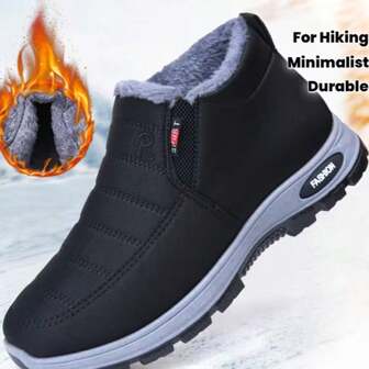 Warm Winter Boots For Men & Women, Thick Sole Snow Boots, Extreme Cold Weather Ankle Boots With High Density Lining And Heat Lock Technology, Solid Color Minimalist Design, Suitable For Outdoor Hiking, Casual Wear, Hiking Boots, Hiking Shoes, Fashionable Winter Boots, Durable PVC Sole