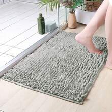 1 件简约柔软法兰绒吸水防滑浴室/马桶垫，也适用于房间装饰家居浴室装饰浴室地毯地毯户外地毯门垫秋季装饰浴室配件返校入口装饰 - 淺灰色 - 查看 5