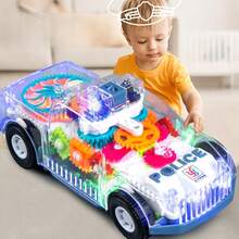 1pc Transparent Gear Mechanical Car Toy With Light-Up Function, STEM Educational Interactive Toy, Visual Gear Design, Promotes Children's Cognitive Development, Suitable For Boys And Girls, Perfect Gift For Christmas, Halloween And Birthday - Multicolor - View 5