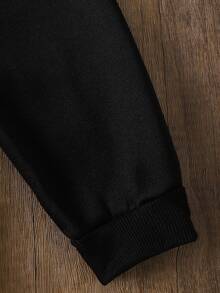 幼儿男童休闲可爱圣诞鹿印花连帽衫和裤子套装，秋冬季 - 杏色 - 查看 4