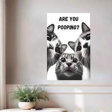 Framed Funny Bathroom Cat Canvas Wall Art Funky Are You Pooping Peeping Picture Wall Decor Humor Bathrooms Animal Poster Print Painting Perfect For Bathroom Decoration Prepare To Hang  Home Living Room Office Wall Decor, Perfect Gift And Wall Decoration - Đóng khung - Xem 4