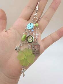 4-Leaf Clover CCD Beaded Lanyard, Handmade Girly INS Phone Charm, Cute Phone Strap, New CCD Camera Keychain Beaded Phone Lanyard, Beaded Phone Charm, Portable Chain Phone Case Strap Compatible With Android And Most Smartphone,Gifts For Mother, Family, Friends, Kids, Birthday, Holiday Phone Chain - Multicolor - View 2