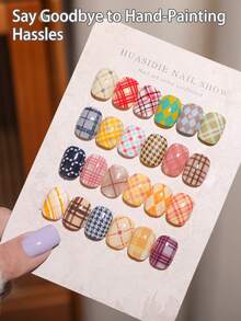 XEIJAYI 1pc Nail Stamping Plate 30 Patterns, Plaid & Geometric Nail Art Stencil, Metal Stamping Plate For Professional Manicure, DIY Nail Design Tool With Color Card