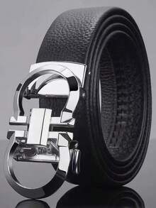 Men's Automatic Buckle Belt, Korean Fashion Casual Middle-Aged Business Waist Strap With Litchi Texture - Multicolor - View 2