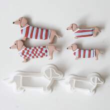 1个可爱腊肠犬造型聚合物粘土模具，高精度切割器 - 用于手工制作聚合物粘土耳环和吊坠 - 彩色 - 查看 4