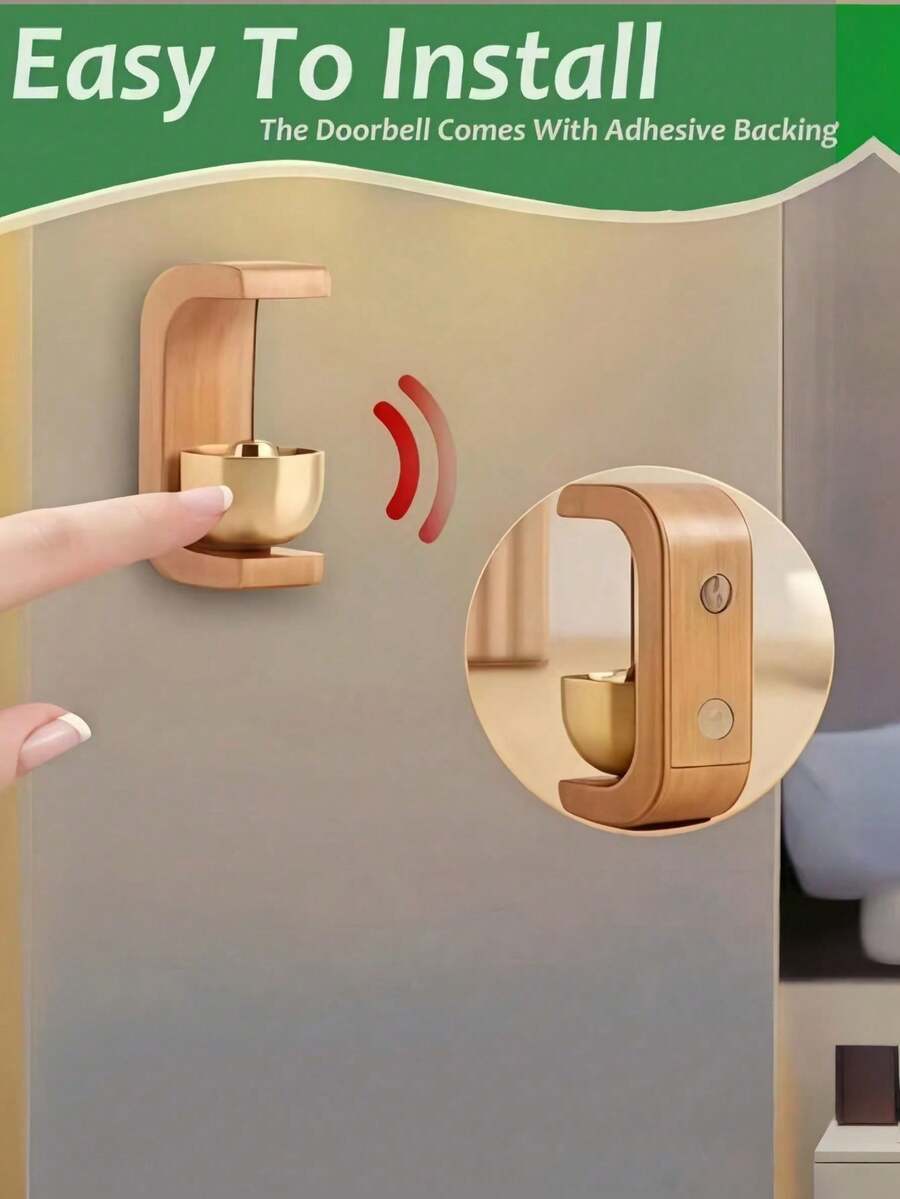 Dwa magnetyczne, drewniane dzwonki wietrzne, japońskie, uzdrawiające dzwonki wietrzne, dekoracyjne i głośne dzwonki, wystrój domu, samoprzylepne i magnetyczne drewniane haczyki do dzwonków oraz kreatywne dzwonki mosiężne, odpowiednie do drzwi domowych, lodówek, sypialni, ganków, ogrodów, jadalni, kamperów i wejść do sklepów, prezent na parapetówkę. Dekoracyjne dzwonki świąteczne. - Wielokolorowe - Zobacz 1