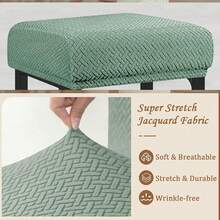 Levoberg Bar Stool Cover Rectangle Stretch Counter Height Barstool Slipcovers Rectangular Vanity Stool Cover Kitchen Counter Saddle Seat Cover For Wooden Metal Bench Set Of 2 Cyan,2Pack,Cyan - Cyan - View 5