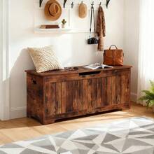 Flip-Top Toy Box Storage Chest With 2 Safty Hinges Bed End Rustic Brown - 1 - 查看 11