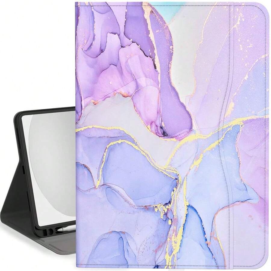 Case For IPad (A16) 11th Generation 11 Inch 2025, IPad 10th Generation Case 10.9 Inch 2022 Kickstand Auto Sleep Cover With Pencil Holder & Pocket, Purple Watercolor,PurpleWatercolor - 紫色水彩 - 查看 1
