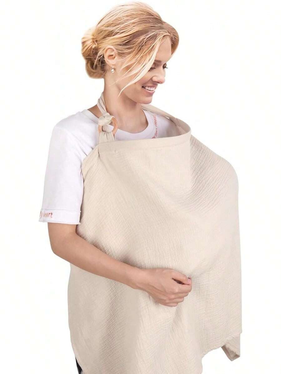 Manta para Amamantar Bebe, Manta de Lactancia Hipoalergenico Privacidad y Transpirable, Funda de Lactancia con Correas Ajustables, Manta Lactancia para Asiento de Automóvil, Silla Alta (Caqui) - Amarillo - Ver 1